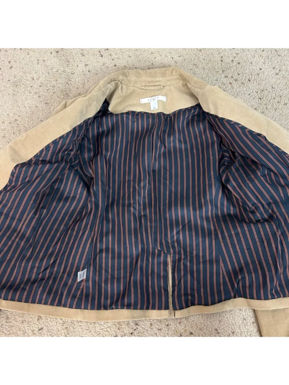 Y2K Loft Tan Corduroy Casual Blazer Jacket Classic Equestrian Size 6 Women's